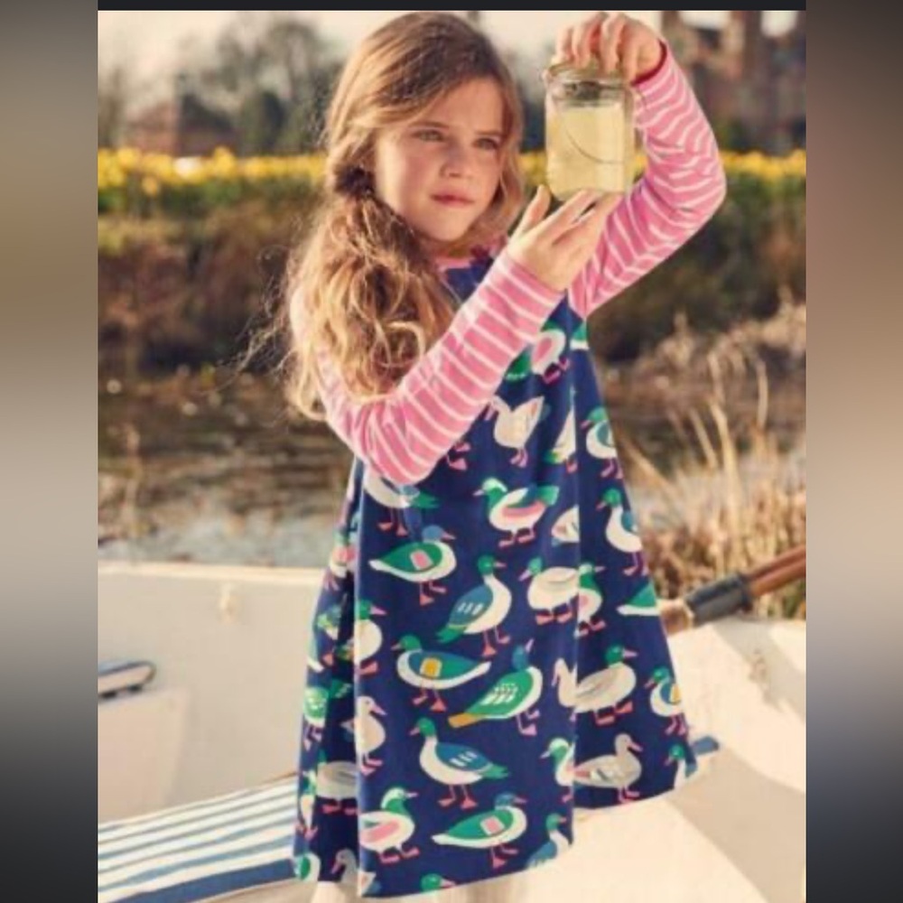 MINI Boden Mallard Duck Swing Dress Stripe 5 6